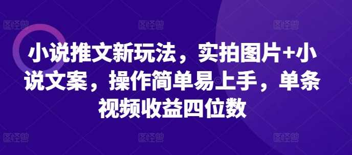 小说推文新玩法，实拍图片+小说文案，操作简单易上手，单条视频收益四位数好项目网-专注分享网络创业项目落地实操课程 – 全网首发_高质量创业项目输出好项目网