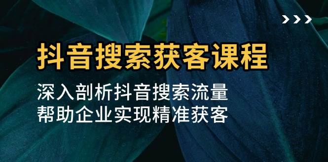 抖音搜索获客课程：深入剖析抖音搜索流量，帮助企业实现精准获客好项目网-专注分享网络创业项目落地实操课程 – 全网首发_高质量创业项目输出好项目网
