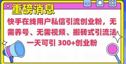 快手最新引流创业粉方法，无需养号、无需视频、搬砖式引流法【揭秘】好项目网-专注分享网络创业项目落地实操课程 – 全网首发_高质量创业项目输出好项目网