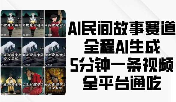 AI民间故事赛道，全程AI生成5分钟一条视频，全平台通吃好项目网-专注分享网络创业项目落地实操课程 – 全网首发_高质量创业项目输出好项目网