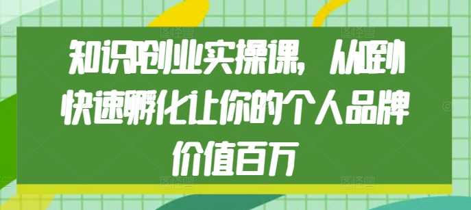 知识IP创业实操课，从0到1快速孵化让你的个人品牌价值百万好项目网-专注分享网络创业项目落地实操课程 – 全网首发_高质量创业项目输出好项目网