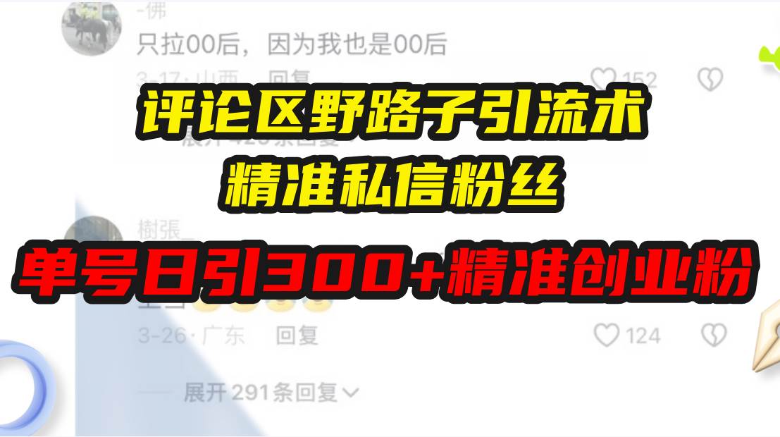 （13676期）评论区野路子引流术，精准私信粉丝，单号日引流300+精准创业粉好项目网-专注分享网络创业项目落地实操课程 – 全网首发_高质量创业项目输出好项目网