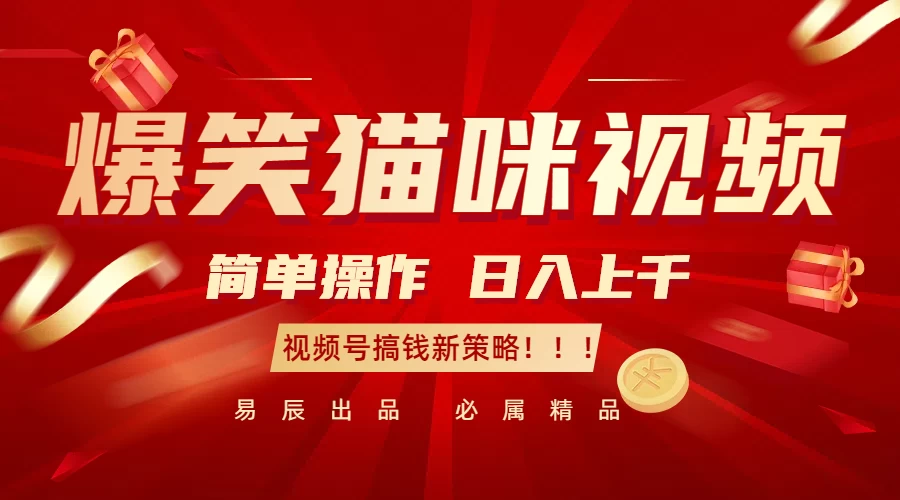 爆笑猫咪视频：简单操作，日入过千，视频号搞钱新策略！好项目网-专注分享网络创业项目落地实操课程 – 全网首发_高质量创业项目输出好项目网