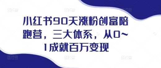 小红书90天涨粉创富陪跑营，​三大体系，从0~1成就百万变现，做小红书的最后一站好项目网-专注分享网络创业项目落地实操课程 – 全网首发_高质量创业项目输出好项目网