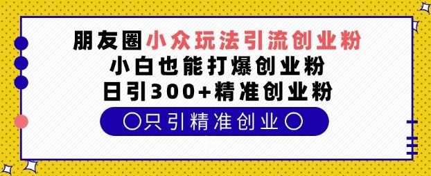朋友圈小众玩法引流创业粉，小白也能打爆创业粉，日引300+精准创业粉【揭秘】好项目网-专注分享网络创业项目落地实操课程 – 全网首发_高质量创业项目输出好项目网