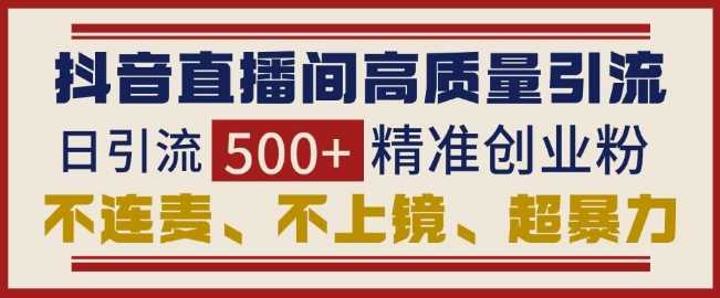 抖音直播间引流创业粉，无需连麦、不用上镜、超暴力，日引流500+高质量精准创业粉好项目网-专注分享网络创业项目落地实操课程 – 全网首发_高质量创业项目输出好项目网