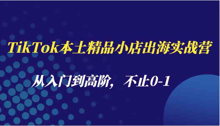 TikTok本土精品小店出海实战营，从入门到高阶，不止0-1好项目网-专注分享网络创业项目落地实操课程 – 全网首发_高质量创业项目输出好项目网