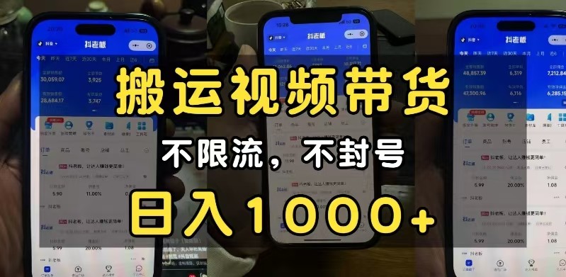 小白必看搬运视频带货玩法，不限流，不封号，纯自然流，日入1000+好项目网-专注分享网络创业项目落地实操课程 – 全网首发_高质量创业项目输出好项目网