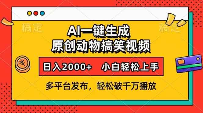 （13855期）AI一键生成动物搞笑视频，多平台发布，轻松破千万播放，日入2000+，小…好项目网-专注分享网络创业项目落地实操课程 – 全网首发_高质量创业项目输出好项目网