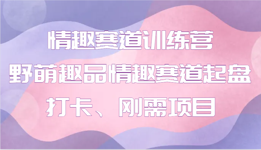情趣赛道训练营 野萌趣品情趣赛道起盘打卡、刚需项目好项目网-专注分享网络创业项目落地实操课程 – 全网首发_高质量创业项目输出好项目网