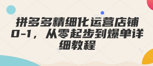 拼多多精细化运营店铺0-1，从零起步到爆单详细教程好项目网-专注分享网络创业项目落地实操课程 – 全网首发_高质量创业项目输出好项目网