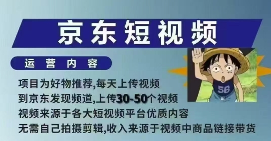 京东短视频带货课，无需自己拍摄剪辑，保姆式教学，两天快速上手好项目网-专注分享网络创业项目落地实操课程 – 全网首发_高质量创业项目输出好项目网