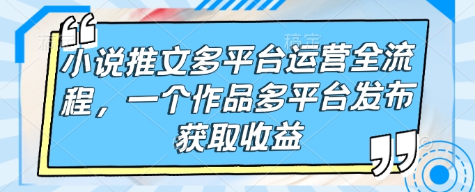 小说推文多平台运营全流程，一个作品多平台发布获取收益好项目网-专注分享网络创业项目落地实操课程 – 全网首发_高质量创业项目输出好项目网