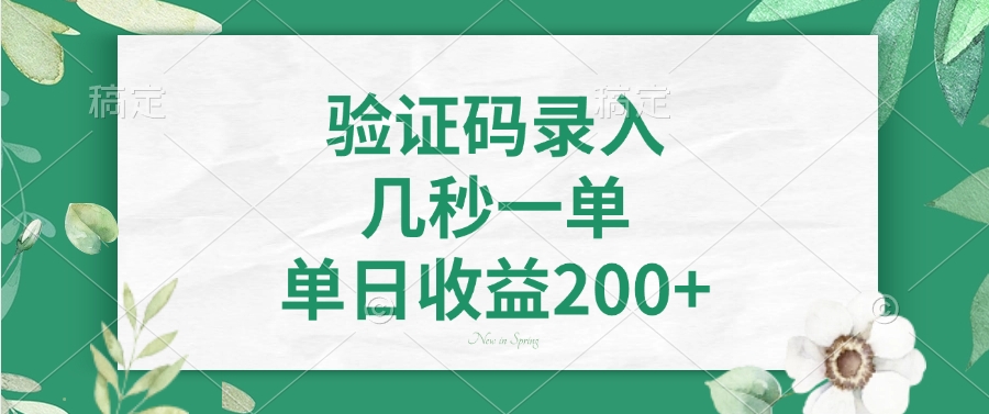 验证码录入，几秒一单，单日收益200+好项目网-专注分享网络创业项目落地实操课程 – 全网首发_高质量创业项目输出好项目网