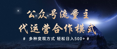 公众号流量主代运营  多种变现方式 轻松日入5张【揭秘】好项目网-专注分享网络创业项目落地实操课程 – 全网首发_高质量创业项目输出好项目网