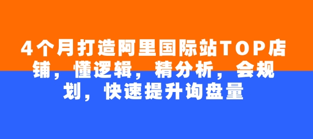 4个月打造阿里国际站TOP店铺，懂逻辑，精分析，会规划，快速提升询盘量好项目网-专注分享网络创业项目落地实操课程 – 全网首发_高质量创业项目输出好项目网