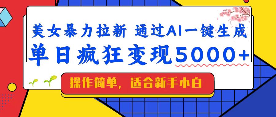 美女暴力拉新，通过AI一键生成，单日疯狂变现5000+，纯小白一学就会！好项目网-专注分享网络创业项目落地实操课程 – 全网首发_高质量创业项目输出好项目网