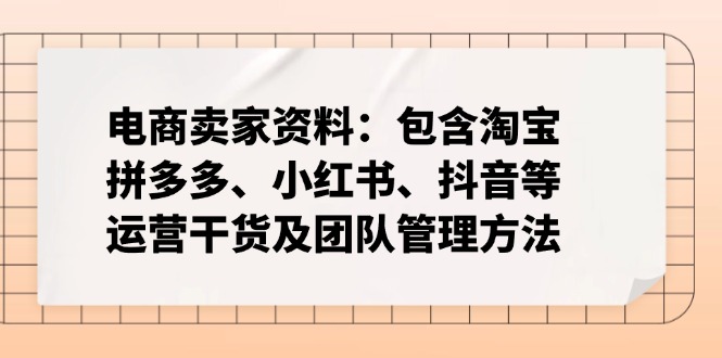 电商卖家资料：包含淘宝、拼多多、小红书、抖音等运营干货及团队管理方法好项目网-专注分享网络创业项目落地实操课程 – 全网首发_高质量创业项目输出好项目网
