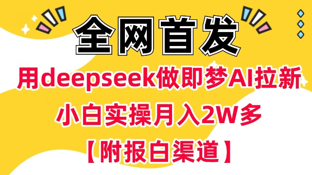 用deepseek做即梦Ai拉新 小白实操月入过W+【附报白渠道】好项目网-专注分享网络创业项目落地实操课程 – 全网首发_高质量创业项目输出好项目网