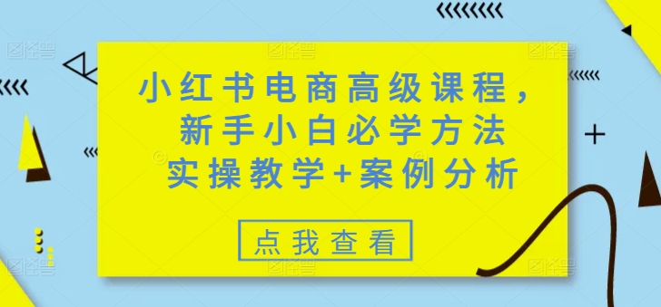 小红书电商高级课程，新手小白必学方法，实操教学+案例分析好项目网-专注分享网络创业项目落地实操课程 – 全网首发_高质量创业项目输出好项目网
