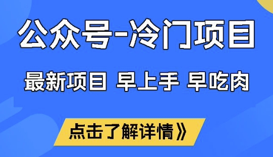 公众号冷门赛道，早上手早吃肉，单月轻松稳定变现1W【揭秘】好项目网-专注分享网络创业项目落地实操课程 – 全网首发_高质量创业项目输出好项目网
