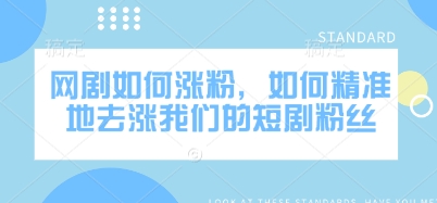 网剧如何涨粉，如何精准地去涨我们的短剧粉丝好项目网-专注分享网络创业项目落地实操课程 – 全网首发_高质量创业项目输出好项目网