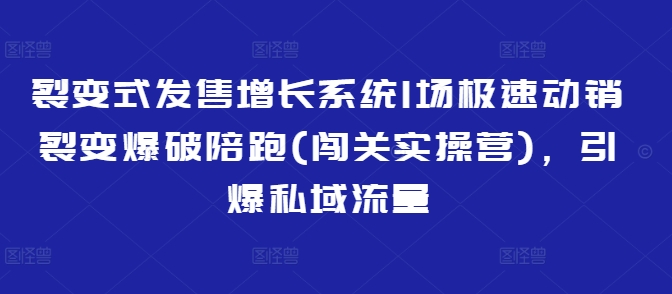 裂变式发售增长系统1场极速动销裂变爆破陪跑(闯关实操营)，引爆私域流量好项目网-专注分享网络创业项目落地实操课程 – 全网首发_高质量创业项目输出好项目网