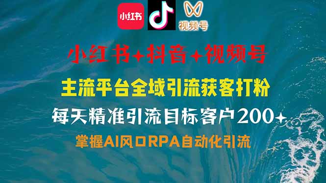 小红书、抖音、视频号全域多平台引流获客，日引目标客户200+，RPA自动…好项目网-专注分享网络创业项目落地实操课程 – 全网首发_高质量创业项目输出好项目网