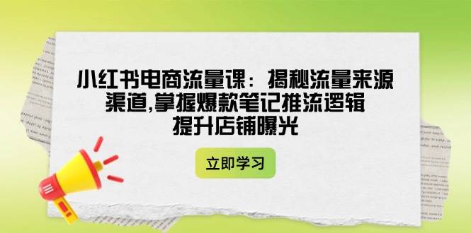 小红书电商流量课：揭秘流量来源渠道,掌握爆款笔记推流逻辑,提升店铺曝光好项目网-专注分享网络创业项目落地实操课程 – 全网首发_高质量创业项目输出好项目网