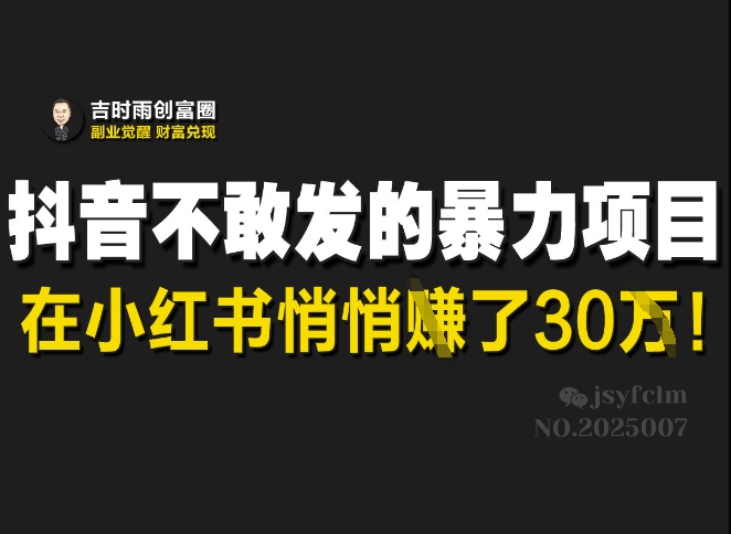 抖音不敢发的暴利项目，在小红书悄悄挣了30W好项目网-专注分享网络创业项目落地实操课程 – 全网首发_高质量创业项目输出好项目网