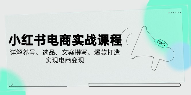 小红书电商实战课程，详解养号、选品、文案撰写、爆款打造，实现电商变现好项目网-专注分享网络创业项目落地实操课程 – 全网首发_高质量创业项目输出好项目网