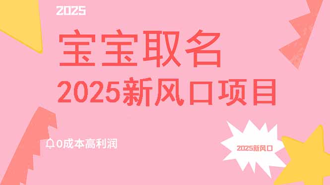 2025新风口项目宝宝取名，0成本高利润，附保姆级教程，月入过万不是梦好项目网-专注分享网络创业项目落地实操课程 – 全网首发_高质量创业项目输出好项目网