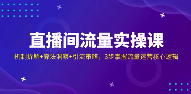 直播间流量实操课：机制拆解+算法洞察+引流策略，3步掌握流量运营核心逻辑好项目网-专注分享网络创业项目落地实操课程 – 全网首发_高质量创业项目输出好项目网