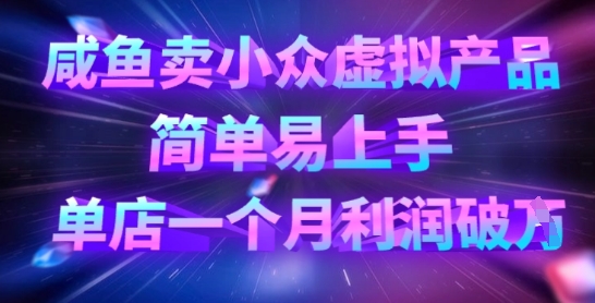 咸鱼卖小众虚拟产品，简单易上手，单店一个月利润破W好项目网-专注分享网络创业项目落地实操课程 – 全网首发_高质量创业项目输出好项目网