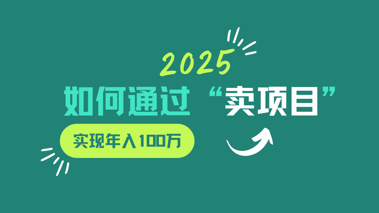 2025年如何通过“卖项目”实现年入100w好项目网-专注分享网络创业项目落地实操课程 – 全网首发_高质量创业项目输出好项目网