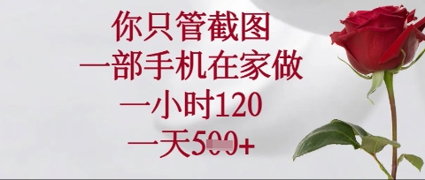 你只管截图，一部手机在家操作，一小时120.一天5张【揭秘】好项目网-专注分享网络创业项目落地实操课程 – 全网首发_高质量创业项目输出好项目网