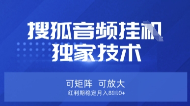 【搜狐音频挂G】独家技术，可矩阵可放大，红利期稳定月入8k【揭秘】好项目网-专注分享网络创业项目落地实操课程 – 全网首发_高质量创业项目输出好项目网