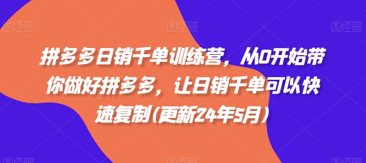 拼多多日销千单训练营，从0开始带你做好拼多多，让日销千单可以快速复制(更新25年3月)好项目网-专注分享网络创业项目落地实操课程 – 全网首发_高质量创业项目输出好项目网