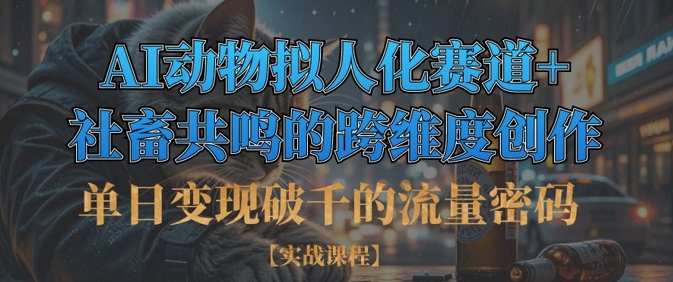单日变现破千的流量密码，AI动物拟人化赛道+社畜共鸣的跨维度创作好项目网-专注分享网络创业项目落地实操课程 – 全网首发_高质量创业项目输出好项目网