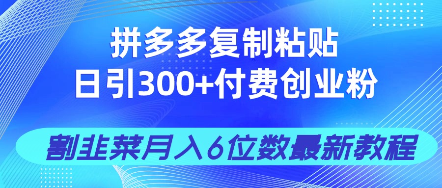 拼多多复制粘贴日引300+付费创业粉，割韭菜月入6位数最新教程！好项目网-专注分享网络创业项目落地实操课程 – 全网首发_高质量创业项目输出好项目网