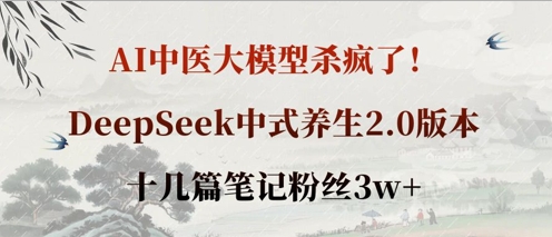AI中医大模型杀疯了！DeepSeek中式养生2.0版本，十几篇笔记粉丝3w+好项目网-专注分享网络创业项目落地实操课程 – 全网首发_高质量创业项目输出好项目网