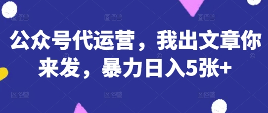 公众号代运营，我出文章你来发，暴力日入5张+【揭秘】好项目网-专注分享网络创业项目落地实操课程 – 全网首发_高质量创业项目输出好项目网
