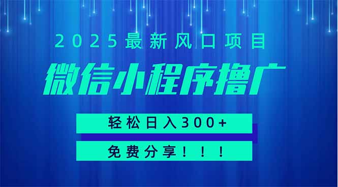 微信小程序撸广，最新风口项目，日入300+ 免费分享 可批量操作 小白可…好项目网-专注分享网络创业项目落地实操课程 – 全网首发_高质量创业项目输出好项目网