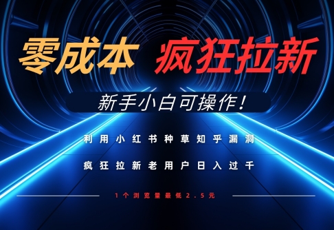 利用小红书种草知乎漏洞，零成本疯狂拉新日入数张，新手小白可操作好项目网-专注分享网络创业项目落地实操课程 – 全网首发_高质量创业项目输出好项目网