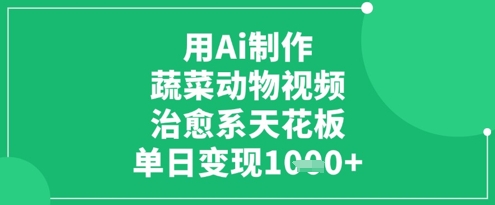用Ai制作蔬菜动物视频，治愈系天花板，单日变现1k好项目网-专注分享网络创业项目落地实操课程 – 全网首发_高质量创业项目输出好项目网