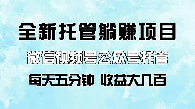 全新托管躺赚项目，微信视频号公众号托管代运营，每天五分钟，收益大几百好项目网-专注分享网络创业项目落地实操课程 – 全网首发_高质量创业项目输出好项目网