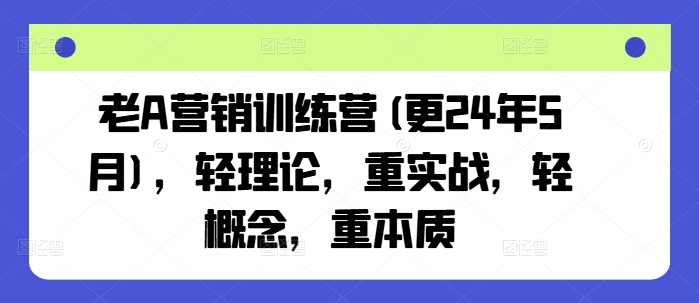 老A营销训练营(更25年4月)，轻理论，重实战，轻概念，重本质好项目网-专注分享网络创业项目落地实操课程 – 全网首发_高质量创业项目输出好项目网