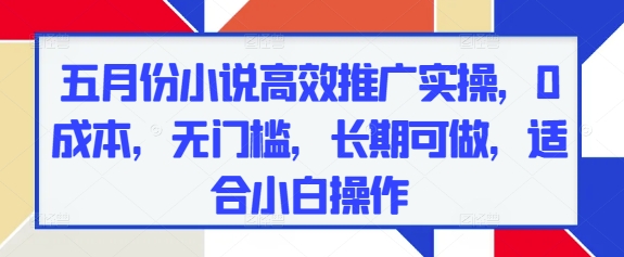 五月份小说高效推广实操，0成本，无门槛，长期可做，适合小白操作好项目网-专注分享网络创业项目落地实操课程 – 全网首发_高质量创业项目输出好项目网