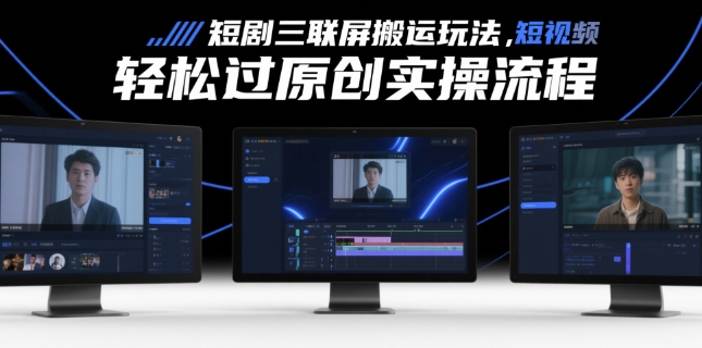 短剧三联屏搬运玩法，短剧搬运轻松过原创实操流程好项目网-专注分享网络创业项目落地实操课程 – 全网首发_高质量创业项目输出好项目网