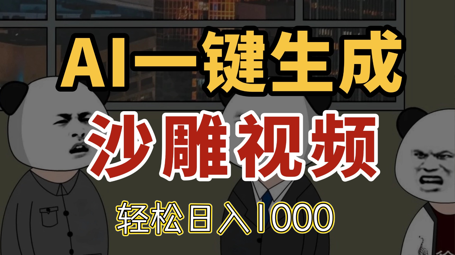 AI一键生成沙雕视频，一条视频千万播放，轻松日入1000好项目网-专注分享网络创业项目落地实操课程 – 全网首发_高质量创业项目输出好项目网